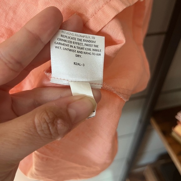 Eileen Fisher peach tunic Blouse 100% Pure Irish Linen Popover Oversized XL EUC - Picture 8 of 8